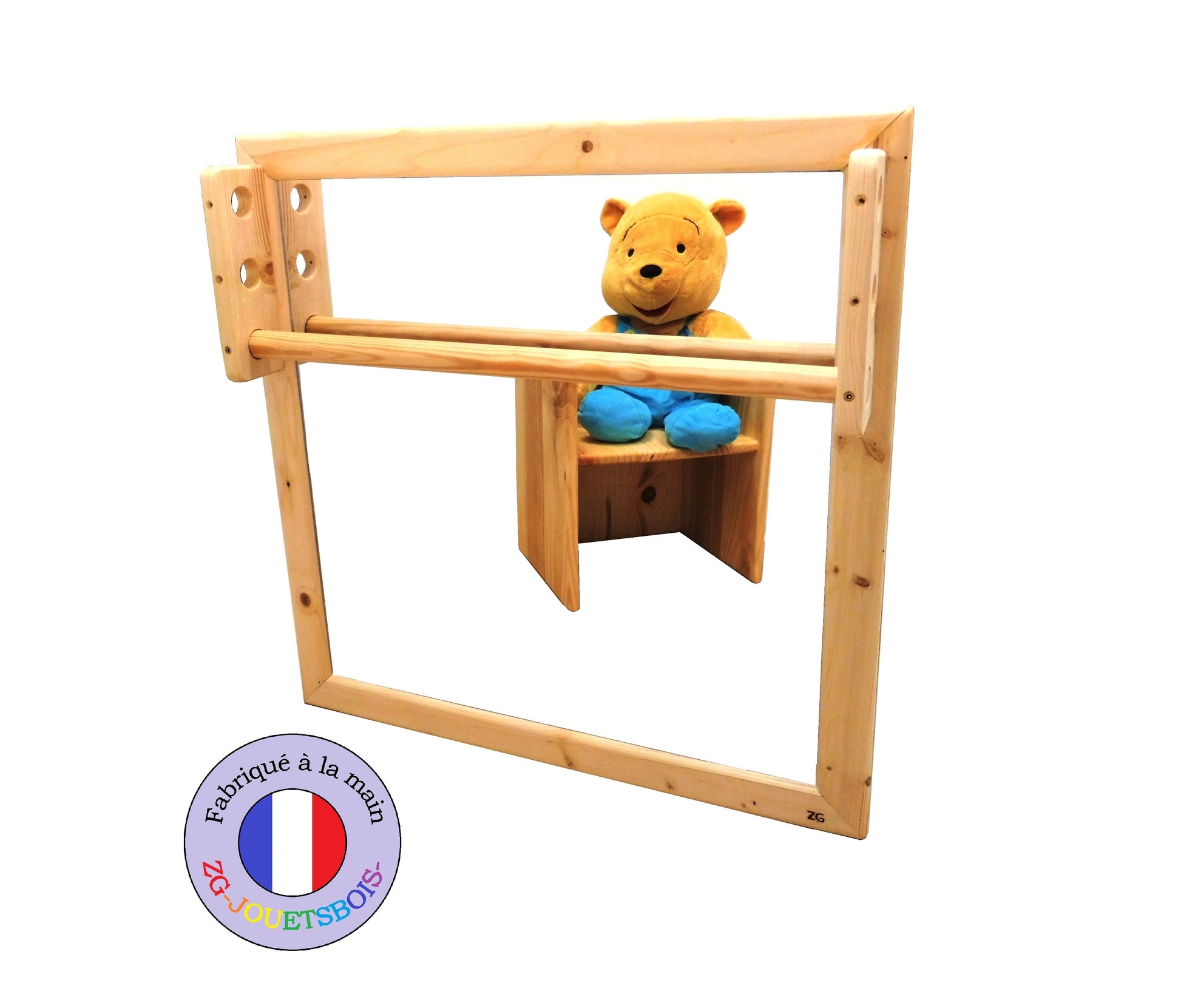 Miroir bébé Montessori, Horizontal, barre brachiation réglable